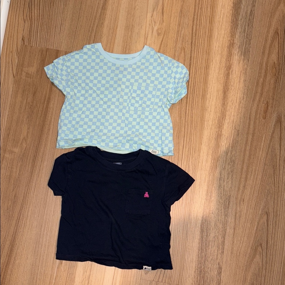 GAP Kids Blue Checkered and Black Tees ( 2 T-shirts)